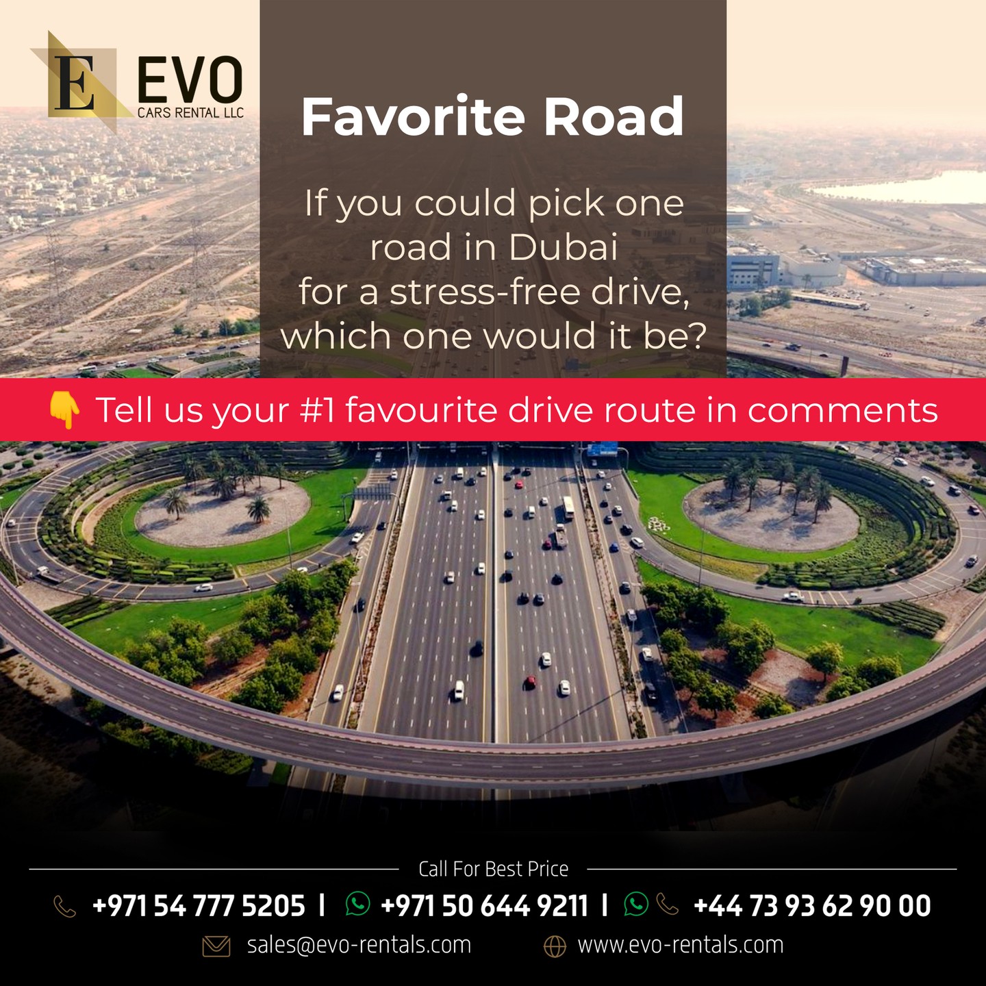 If you could choose just one Dubai road to unwind on, which one would it be? #EvoRentals #UAE #Dubai #Mercedes #RentACar