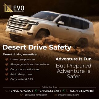 Make memories, not mistakes. Prep before you hit the sand. EVO’s got the car, you bring the spirit. #EvoRentals #UAE #Dubai #trafficfine #desert #thrill #adventure #RoadSafety #unitedkingdom🇬🇧 #europe #usatravel