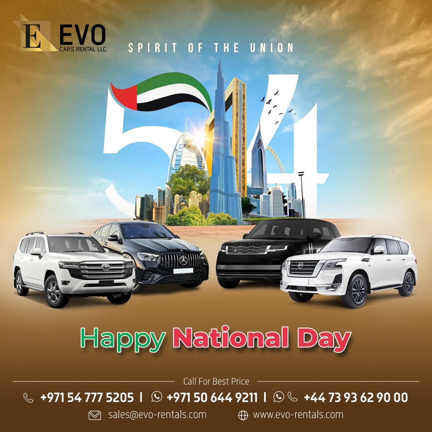 Proud of our nation, proud of the ride! EVO wishes a happy National Day to all. #EidAlEtihad #holiday #celebration #UAE #dubai