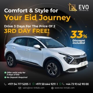 🚗 Kia Sportage White 2024

Comfort Meets Style ✨

🚗 Kia Sportage 2024
💰 AE 399

🎉 Drive 3 Days for the Price of 2
✨ 3rd Day FREE

⚡ 33% Discount
📦 2 Units Available

📅 Valid Only During Eid

📲 Reserve before they’re gone.

✅ No Deposit

#KiaSportage2024 #EidDrive #DubaiRental #EVOCars